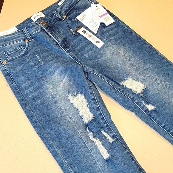 William Rast High Rise Slim Straight Distressed Wash Jeans - Picture 5 of 14